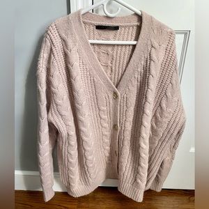 Jenni Kayne Oversized Button Cable Cocoon Cardigan Sweater in Blush Size M